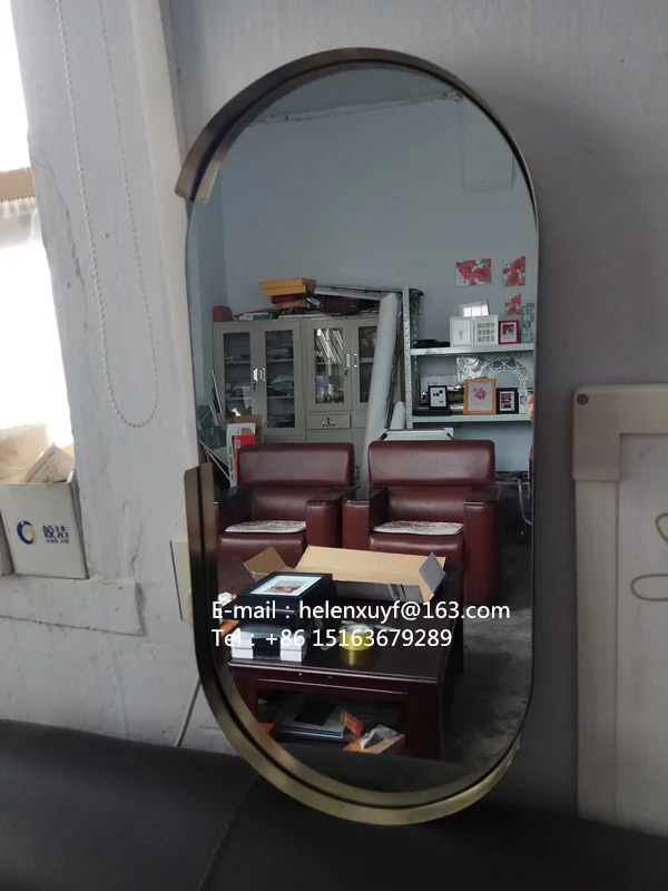 Living room 60x28cm Modern Brass edge metal frame oval mirror wall mirror