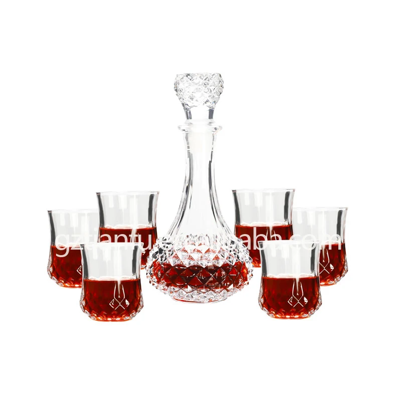 luxury 7 pcs golfCrystal Whiskey Decanter bar set for Wine, Bourbon, Brandy and Liquor 800ml