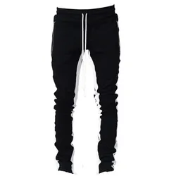 joggers sports pants contrast side stripe long drawstring custom mens track pants