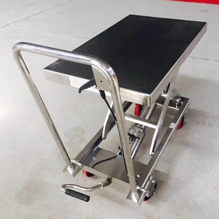 500kg Portable Manual Hydraulic Stainless Steel Scissor Lift Trolley