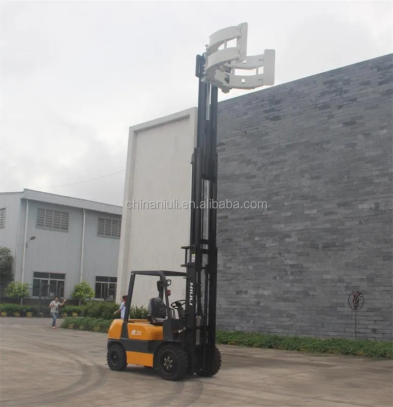3000kgs Diesel Forklift With Paper Roll Clamp,ISUZU Engine