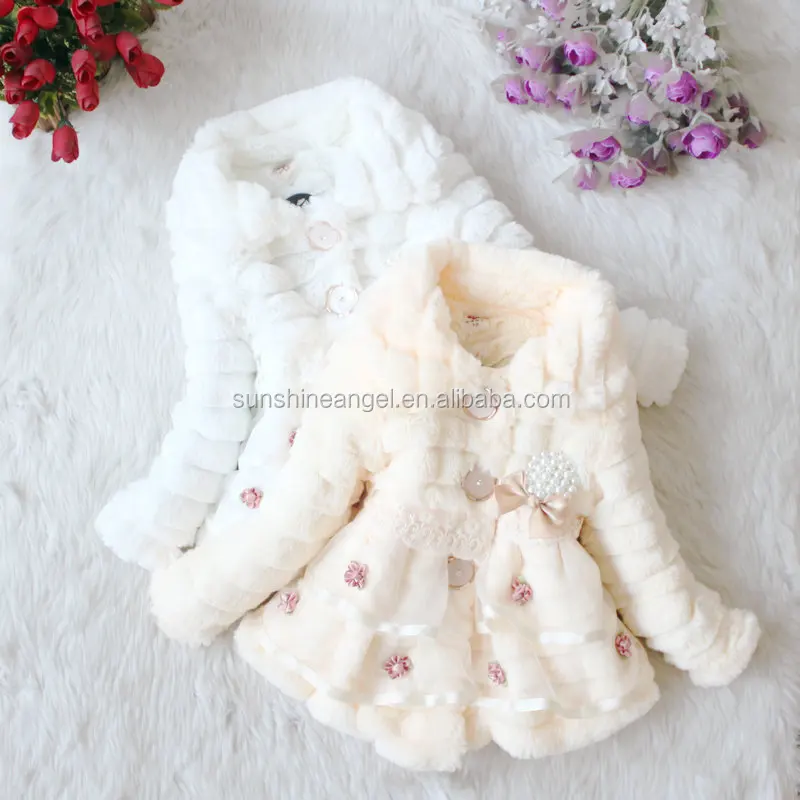 Wholesale Hot Sale Sweet Korean Warm Kids Winter Fur Coat