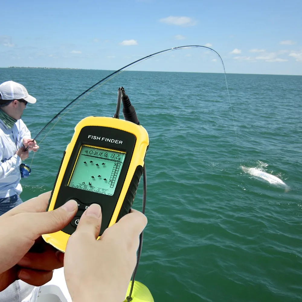 LUCKY Fishfinder Alarm 100M Detects Weeds, Grass, Rock Digital Sonar LCD Fish Finder