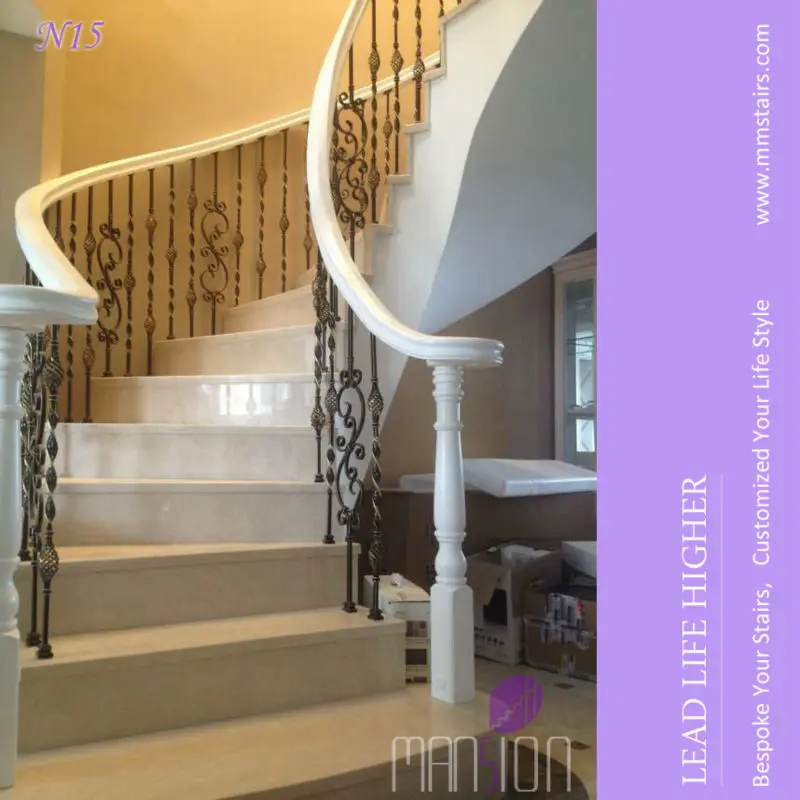 Wrought Iron Railing Luxury Wood Stairs Design