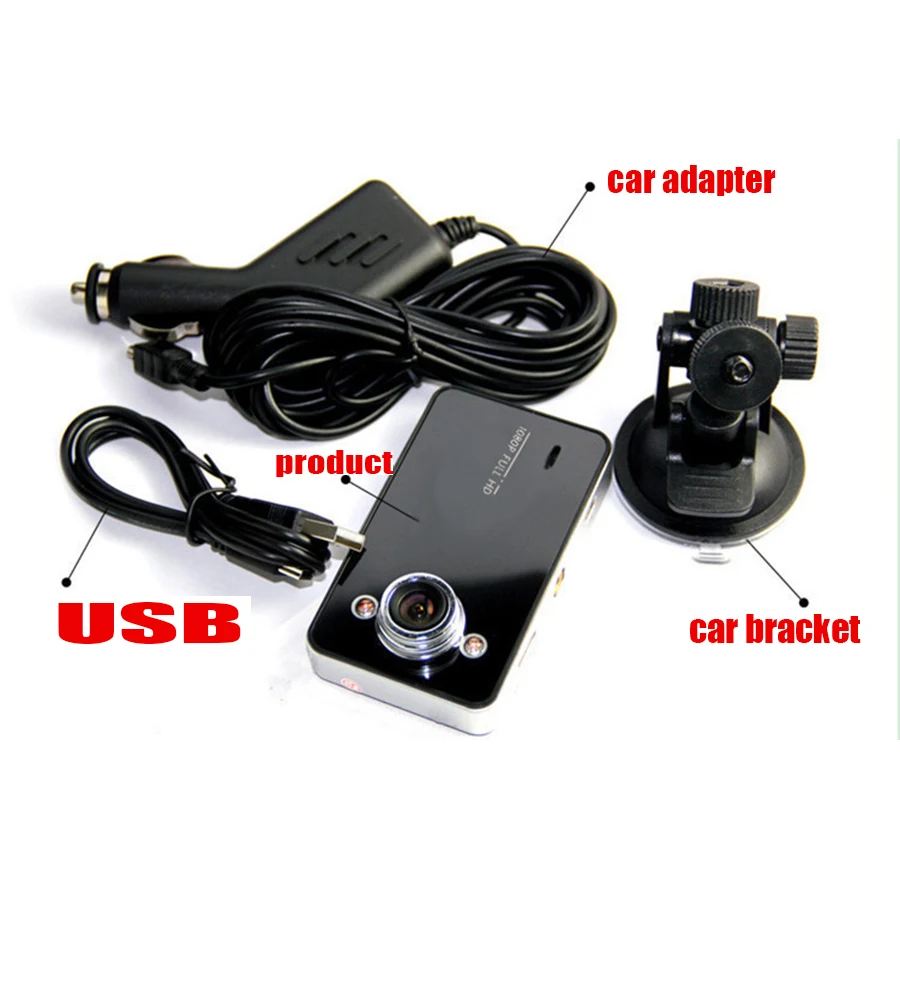 
2.7 Inch Car DVR Camera Video Dash Cam Dual LED Night Vision Video Car Camera K6000 