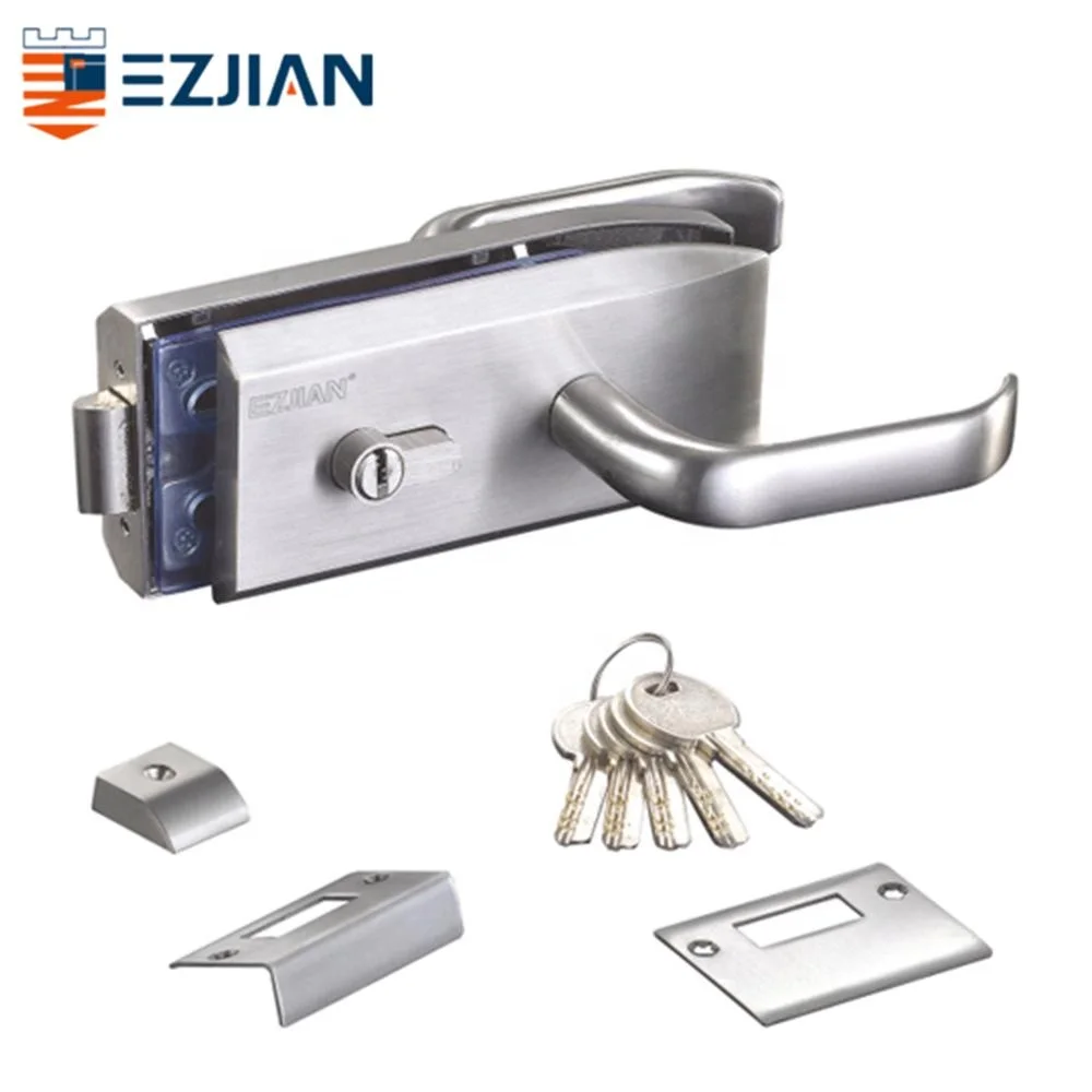 Square Frameless Glass Door Lock Single Door Single Lock