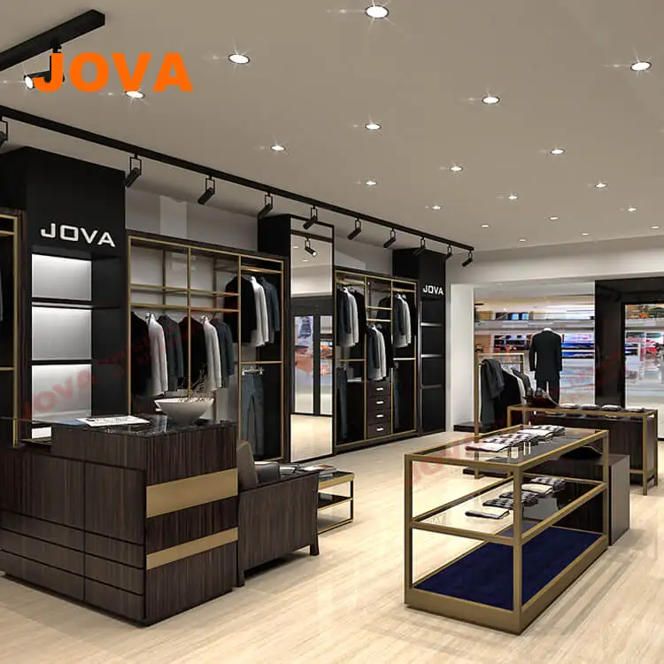 Professional clothes shop decoration design with clothing store showcase