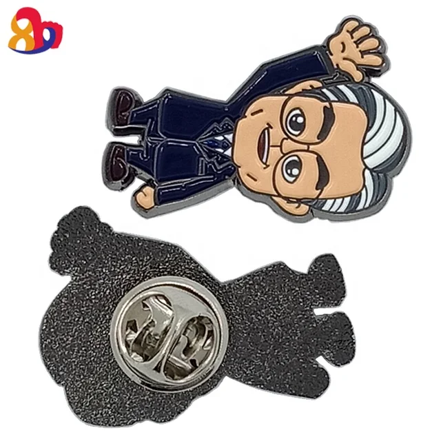 Professional Custom Leader Celebrity Zinc Alloy Cartoon Pattern White Hair Men Lapel Pin