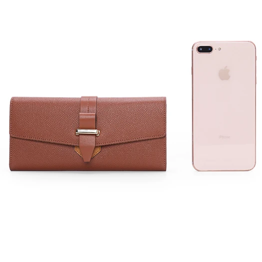 Tri-fold designer ladies long style wallet women leather clutch purse