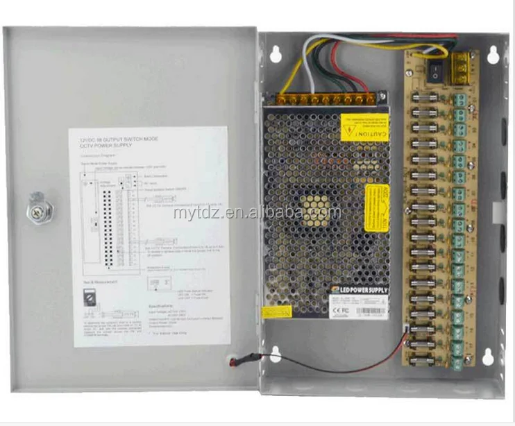 InstallerCCTV 18 Output 29 Amp 12V DC CCTV Distributed Power Supply Box for Security Camera