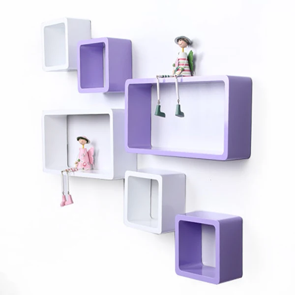 2018 Floating Cube Wall Mount Wooden Shelf MDF wood wall mounted shelf
