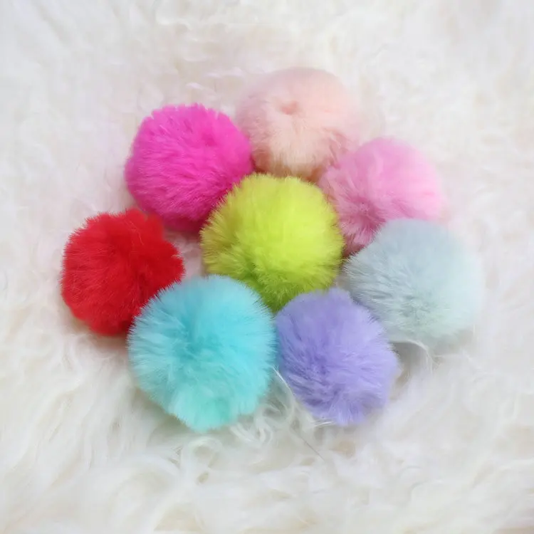 wholesale   Plush faux fake Fur pom poms in animal fur for winter  hats 8CM fur pom pons
