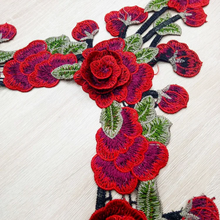 Embroidery lace cloth patch rose flowers clothes patch collar