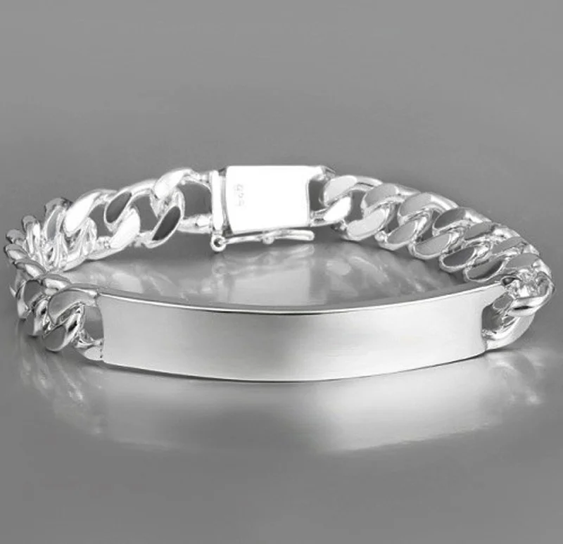 Wholesale Silver Plated Fashion Bracelet Bangle Jewelry Trendy Men 10mm Bracelets Best Gift Free shipping Pulseras