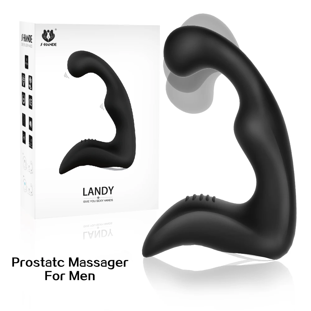 S-HANDE Waterproof Electric Black Silicone Vibrating Prostate massager for Men Homemade anal sex toy