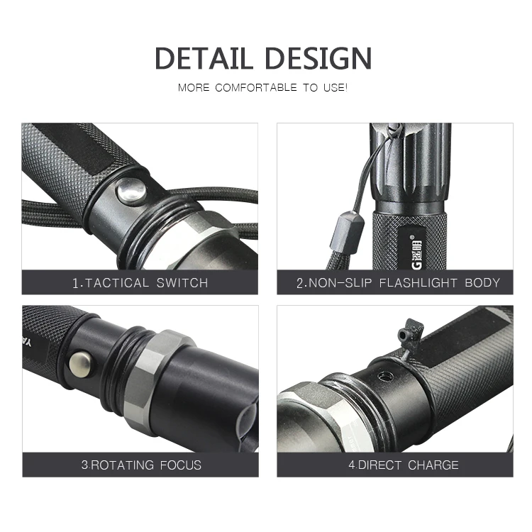 2022 Hot Sale Power Style Self Defensive Portable LED 18650 Safety Torch Light Flashlight Price