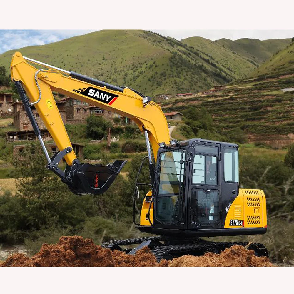 SANY SY75 6 Ton Farms Construction Works Small Excavator Mini Digger Crawler Closed Cabin Excavator