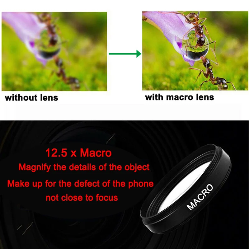 LIGINN Внешняя камера для мобильного телефона 2 в 1 комплект объектива 0.45x Супер Широкоугольный макро объектив L-045