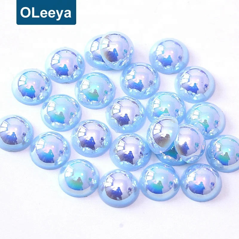 Wholesale free sample loose plastic abs siam half cut pearls half round flatback pearls beads for jewelry making
