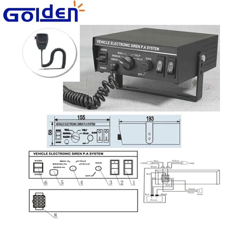 100W 150W 200W aluminum alloy electronic emergency polis ambulancia siren sirena