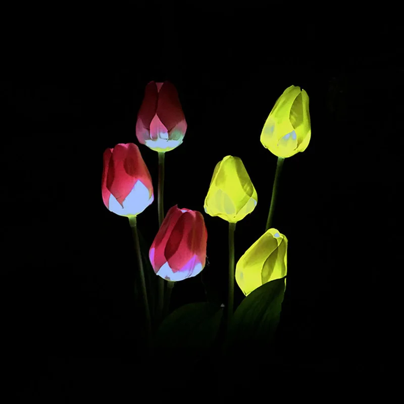 Fashion solar powered led solar garden lights flower tulip flower solar lights