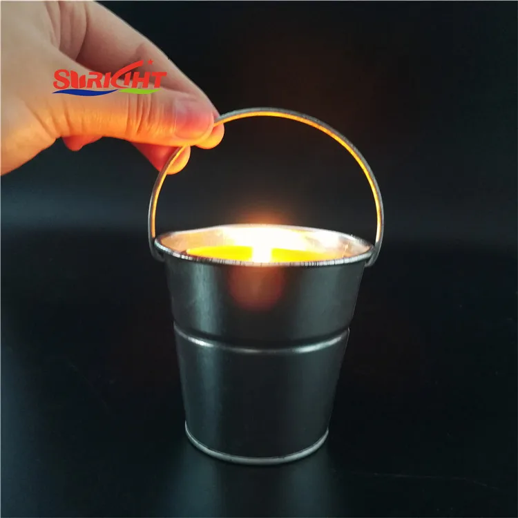 Yellow Wax Hanging Small Bucket Metal Citronella Outdoor Garden Candle