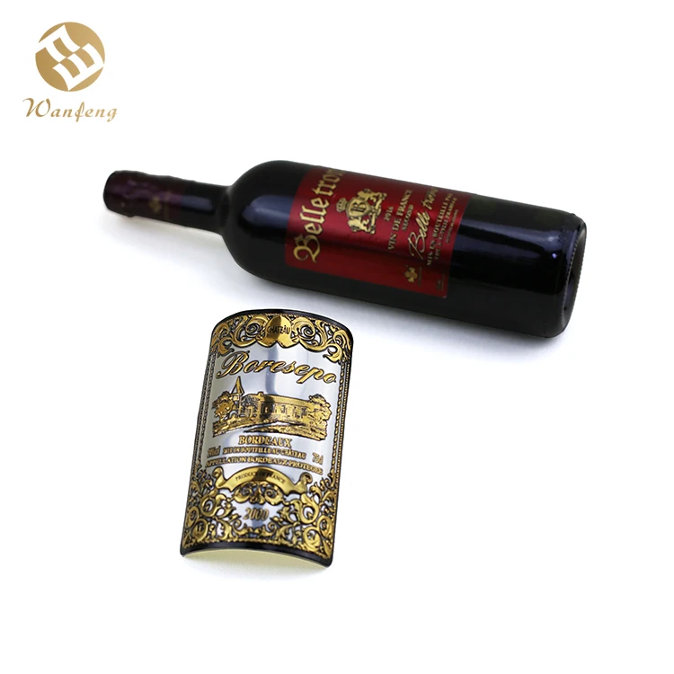 Waterproof Self-Adhesive Aluminium Packaging Labels Custom for Glass Wine Bottles Self Adhesive Aluminium Labels