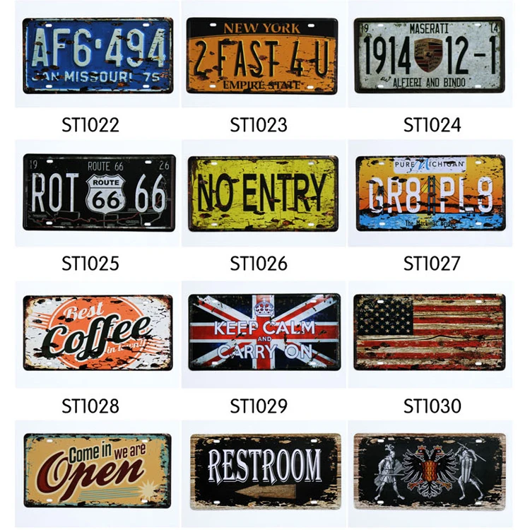 
Nostalgia embossed metal tin sign souvenir vintage license plates retro number plate 