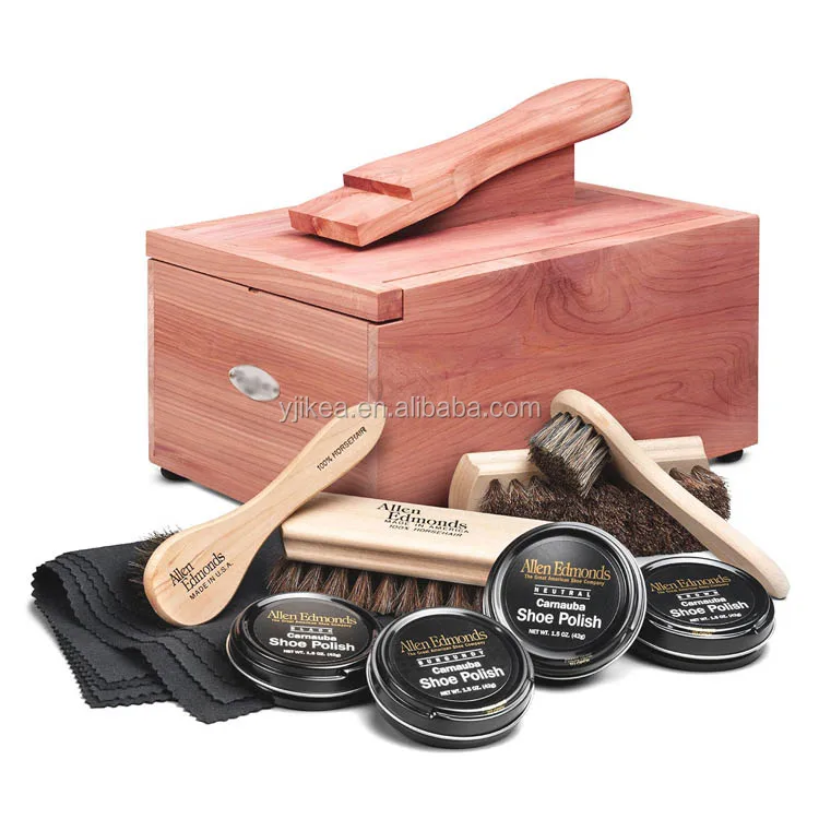 Wholesale Luxury Shoe Shine Kit High-grade Shoe Polish Box Wooden Shoe Care Box