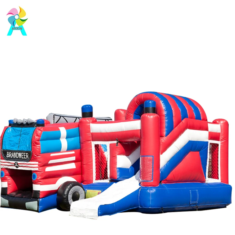 2019 пожарная машина для парка развлечений надувной домик прыжков препятствия с горкой продажи