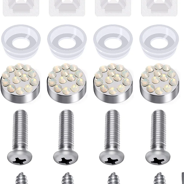 White Opal Bling License Plate Frame