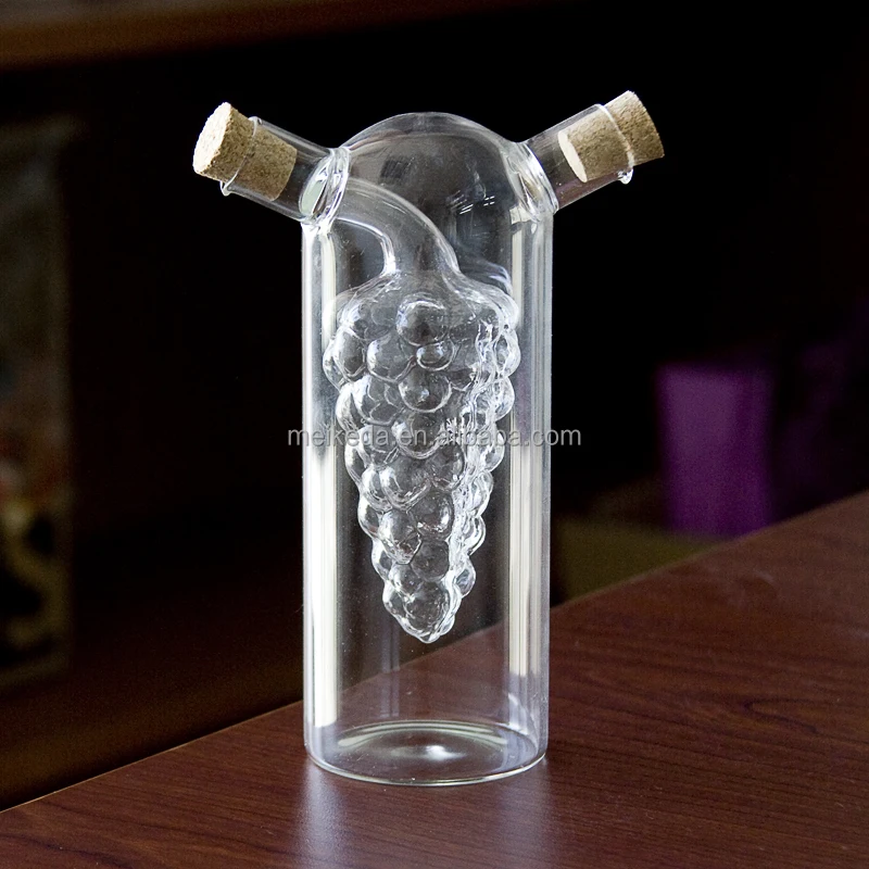 250ml Glass Cruet 2 in 1 Oil and Vinegar Sublimation Glass Bottle with Grape Shape