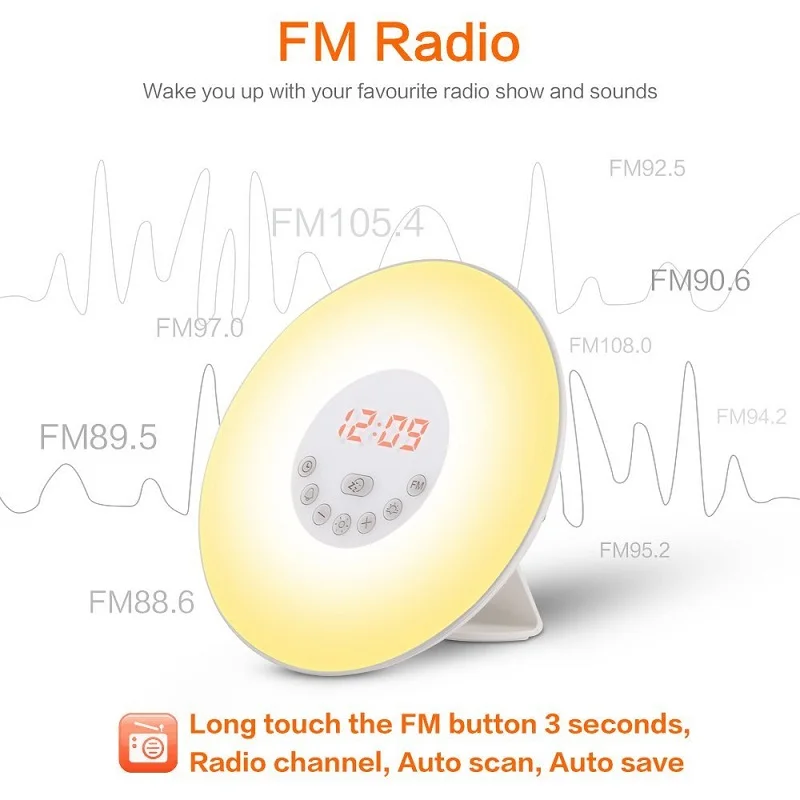 2023 Лидер продаж цифровые светодиодные настольные часы с подсветкой для пробуждения умный звуковой аппарат сна FM-радио будильник