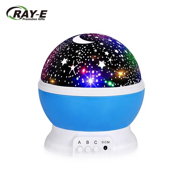 360 Night Lamp Star Light Rotating Projector, Baby Night Light Moon Star Projector, 4 LED Bulbs for Children Kids Bedroom
