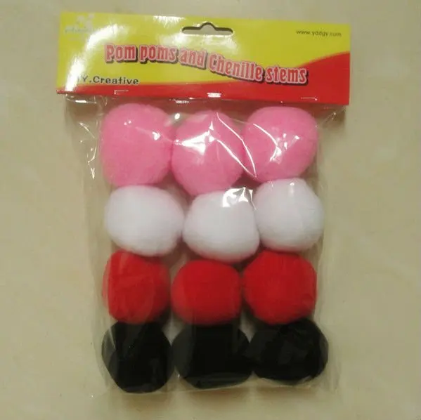 factory supply colorful cute polyester pom poms for Christmas