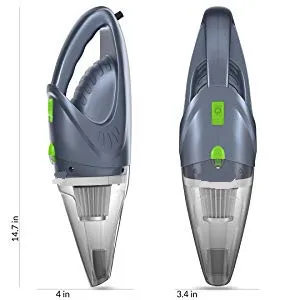 
Car Vacuum Cleaner 120W 4500 Pa DC 12 Volt Handheld Portable 1 Steel Washable Filter 2 Attachments Carry Bag 16 Foot Power Cord 