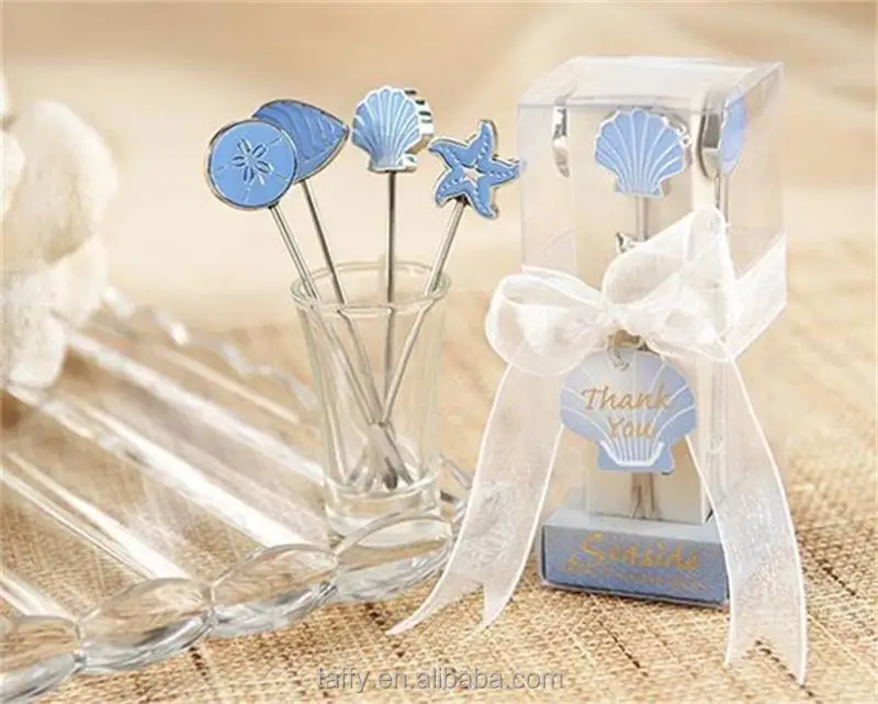2017 new wedding bomboniere bridal shower favor birthday door gifts ocean beach theme wedding gifts present fruit pick fork