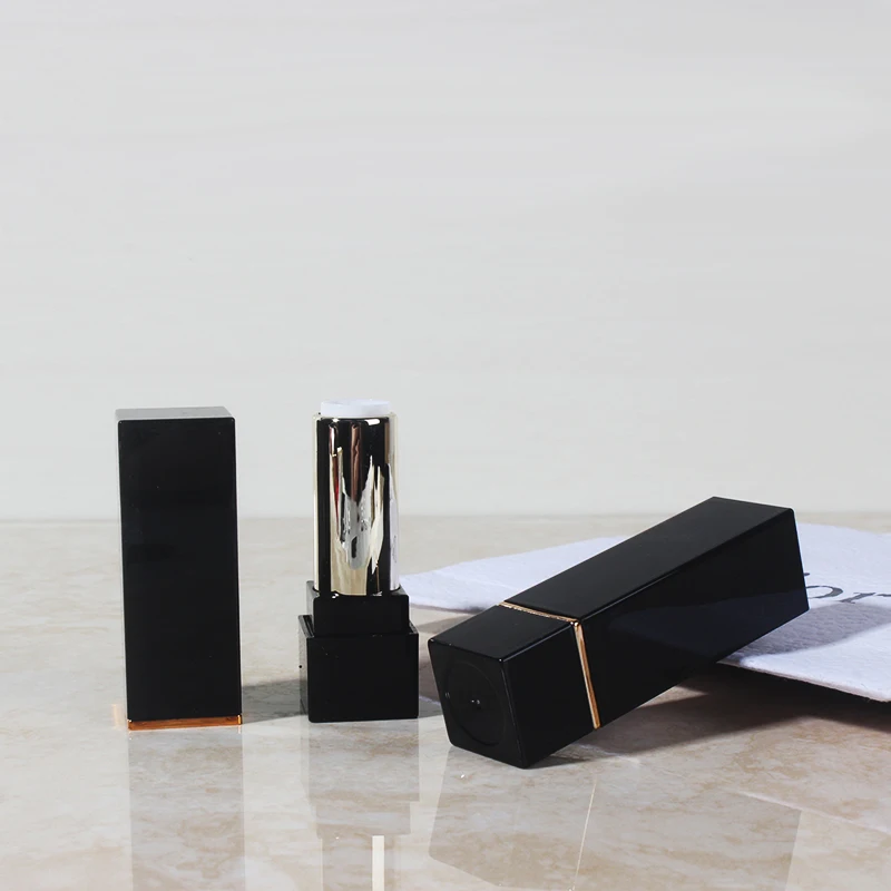 Оптовая продажа квадратная Роскошная пластиковая трубка для бальзама губ тюбик помады из розового золота косметической упаковки