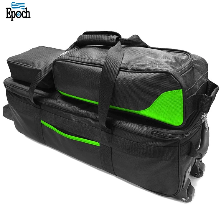 Heavy duty design durable lightweight 1680D plus backpacks for bowling bag with wheels in bulk