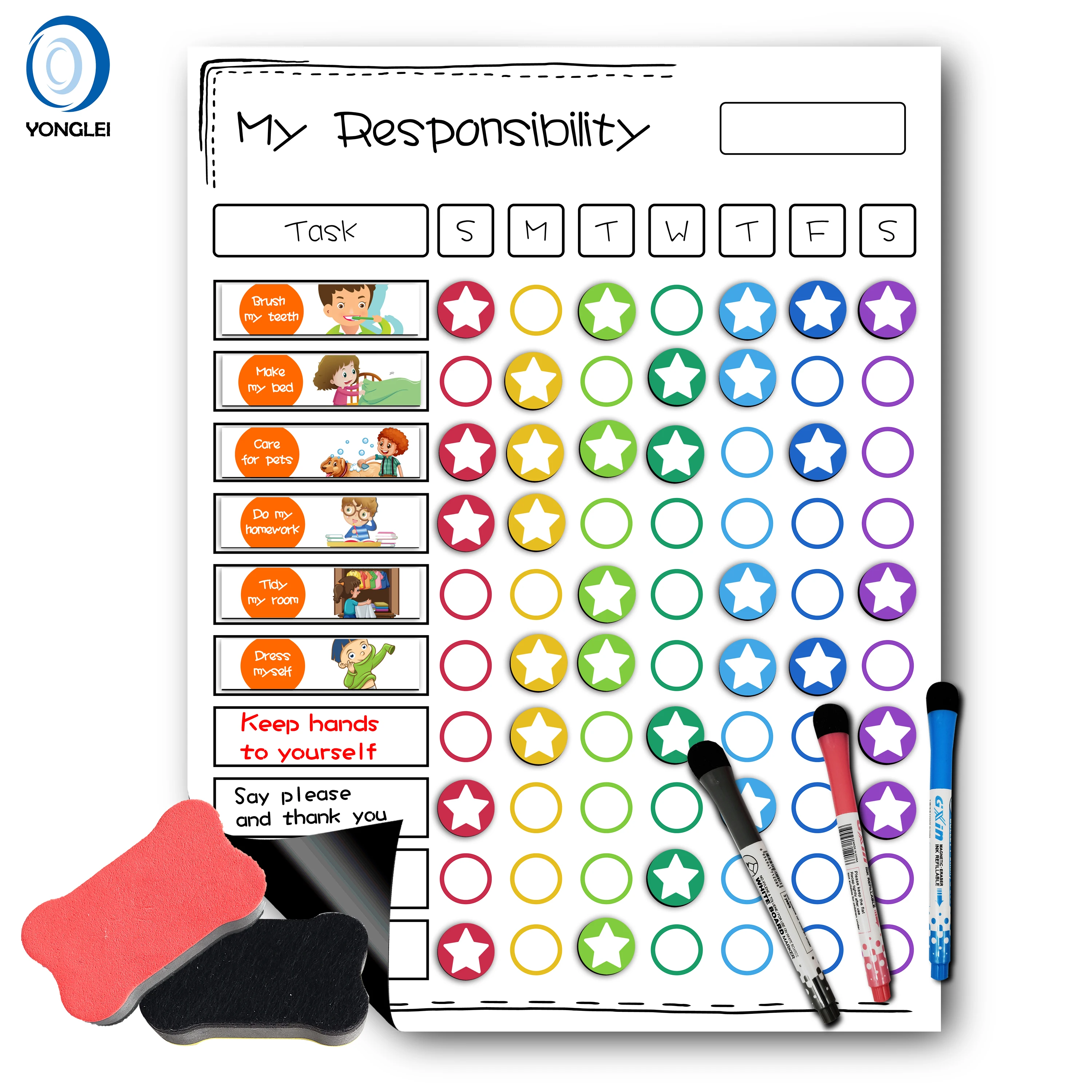 4.6-2A1 Dry Eease Magnetic Chore Board Kid Reward Chart Chore Chart Kids
