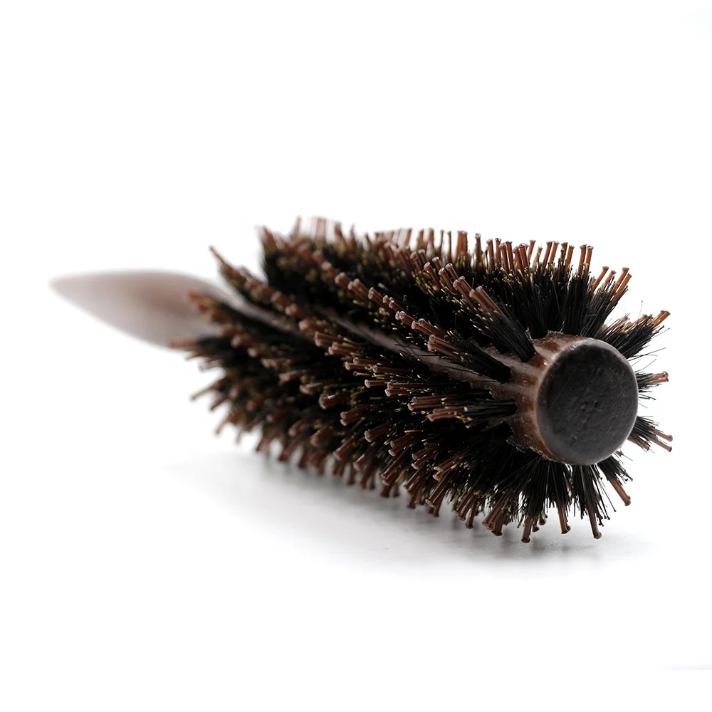 Hot Selling Roll Round Comb Wood Handle Natural Bristle Brush Curly Hair Anti Static Straight Twill Brush
