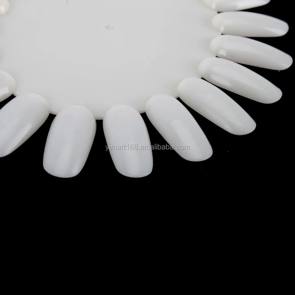 Yimart 10pcs Wholesale Oval Natural Nail Art Acrylic False Tips Display Nail Polish Color Chart Practice Wheel Board Display