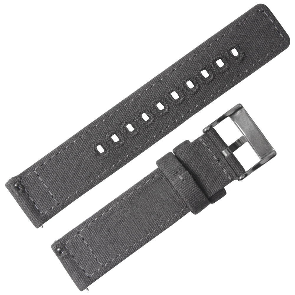 Hot Sell Gray 2 Piece Of Watch Bands Canvas Straps In 18mm-22mm with Quick Release Spring Bar And Embroidery Hole