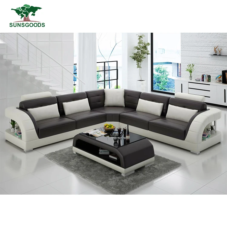 Factory Wholesale Hot Sale Modern Design Leather Sofa, Modern Black Fabric Corner Sofa 7 Seat