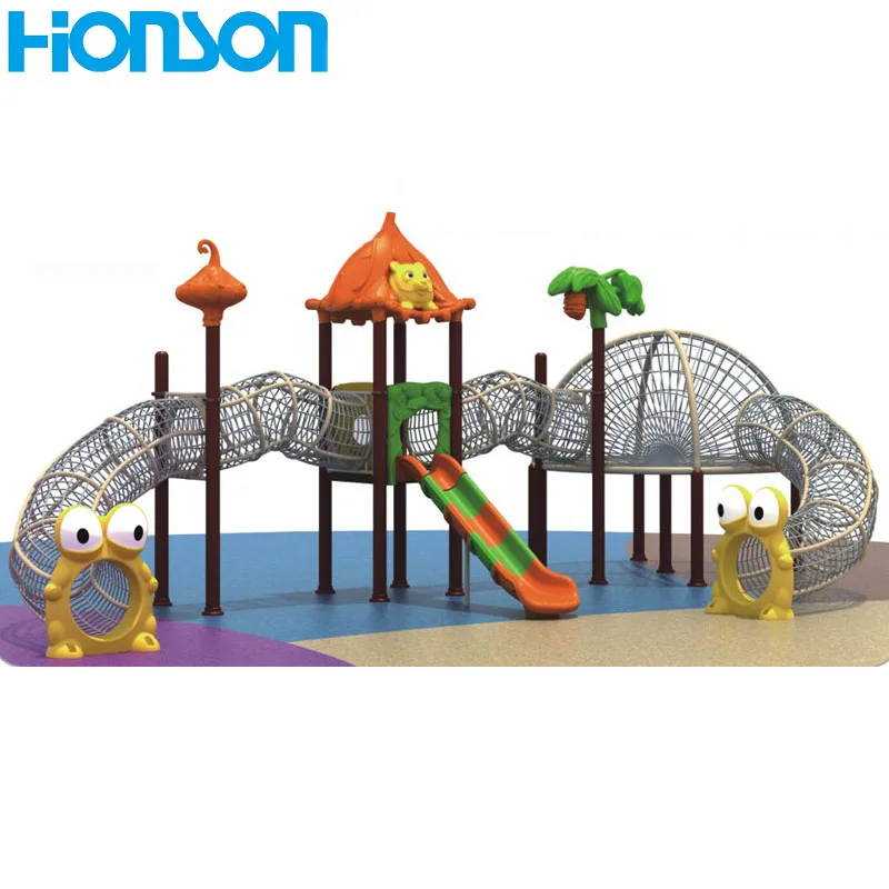 kids climbing net climbing tunnel outdoor playground with plastic slide climbing net outdoor playground