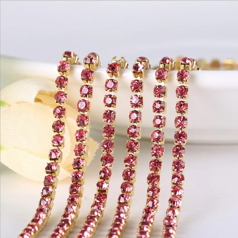 
Hot sale SS16 sapphire rhinestone cup chain/crystal 2mm rhinestone cup chain 