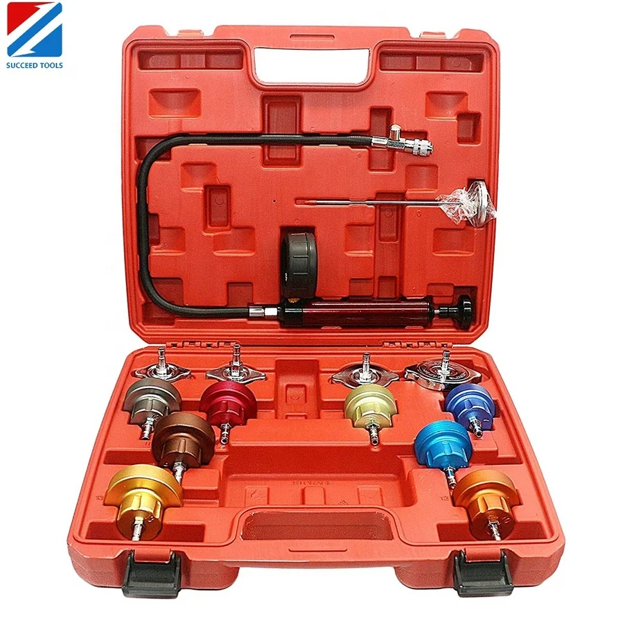 14PCS Car Radiator Pressure Tester Kit Water Tank Leak Detector Cooling System Leak Tester