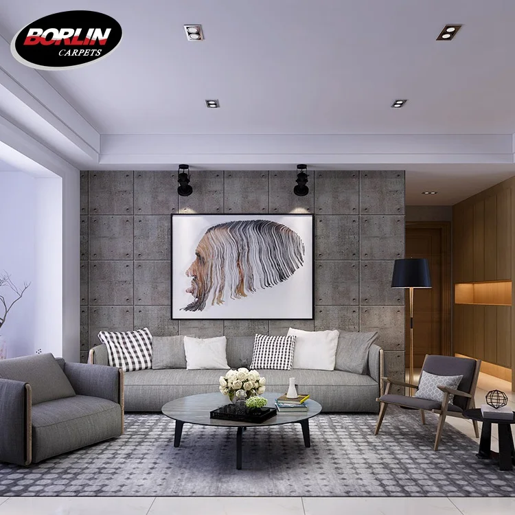 Black And White Polyester Shaggy Carpet 160X230 Room Rug