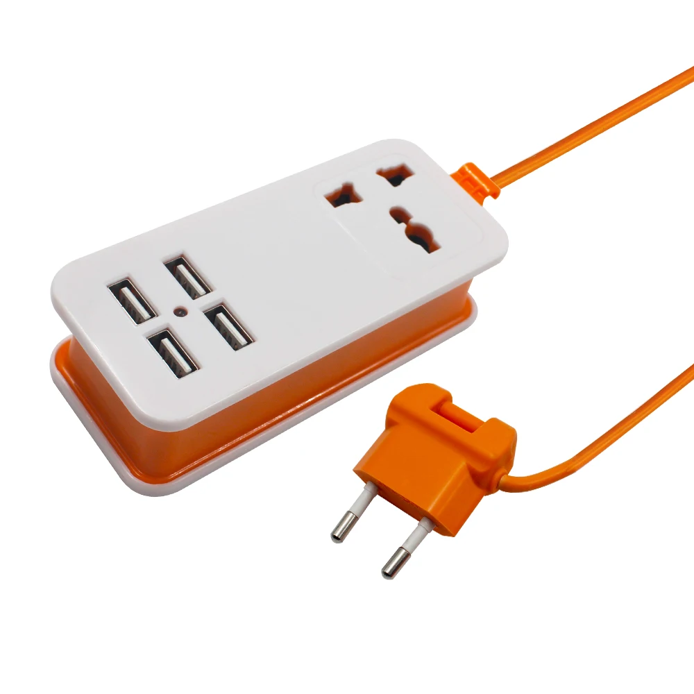 Путешествия сетевой фильтр с 1 универсальных розеток 4 USB Выходная мощность пропилен-каучука прокладки с USB портативное зарядное устройство