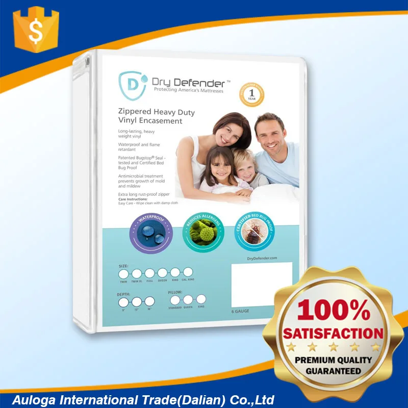 Виниловый чехол для матраса на молнии с 6 размерами и водонепроницаемым покрытием